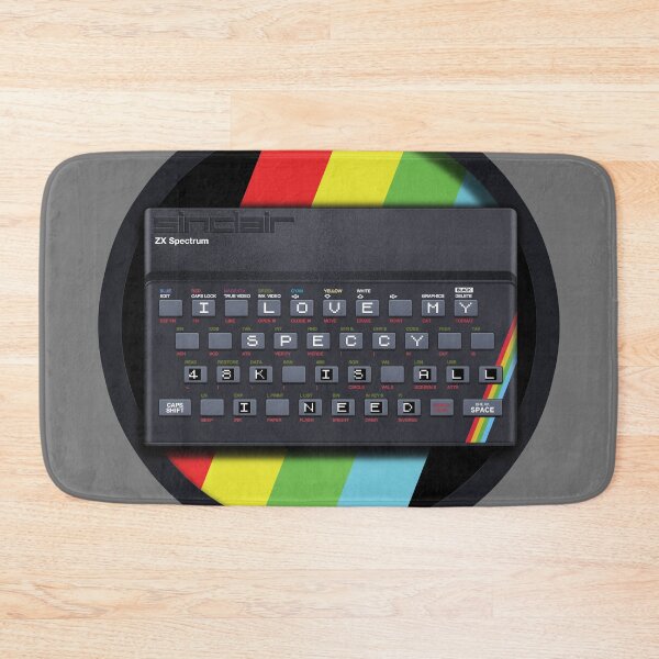 Item preview, I LOVE MY SPECCY - 48k is all I Need  |  Sinclair ZX Spectrum Computer with Striped Background designed and sold by RetroTeeStudio.