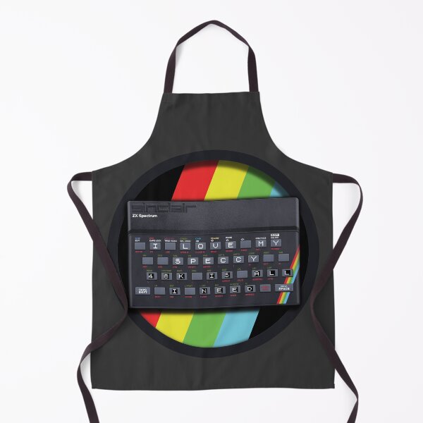Item preview, I LOVE MY SPECCY - 48k is all I Need | Sinclair ZX Spectrum Computer with Striped Background designed and sold by RetroTeeStudio.