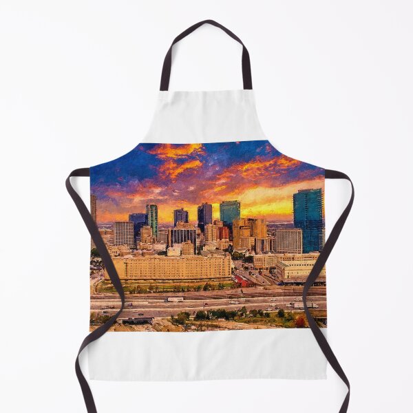 Item preview, Skyline of Fort Worth, Texas, at sunset - digital painting designed and sold by NickoPrints.