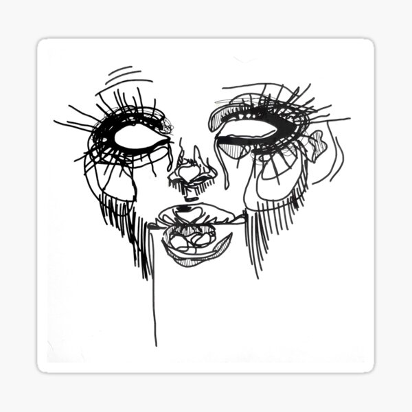 Black Lines, White Eyes Sticker