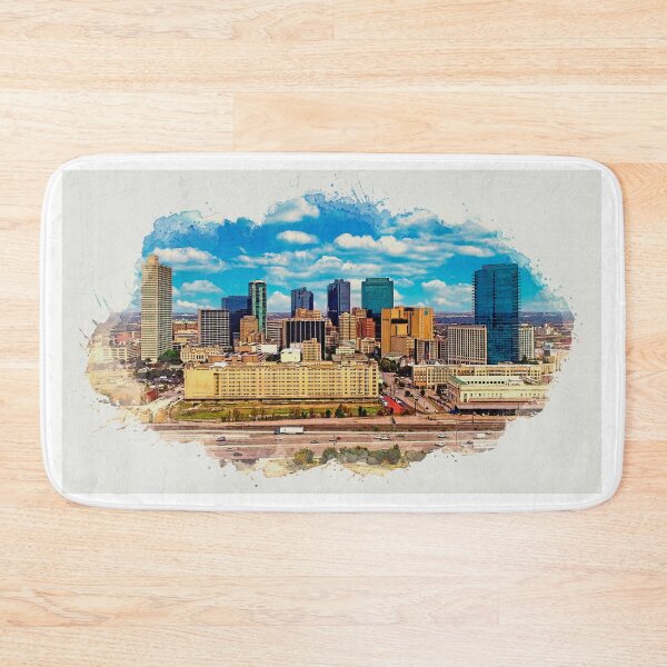 Item preview, Downtown Fort Worth, Texas, and Chisholm Trail Parkway - watercolor painting designed and sold by NickoPrints.