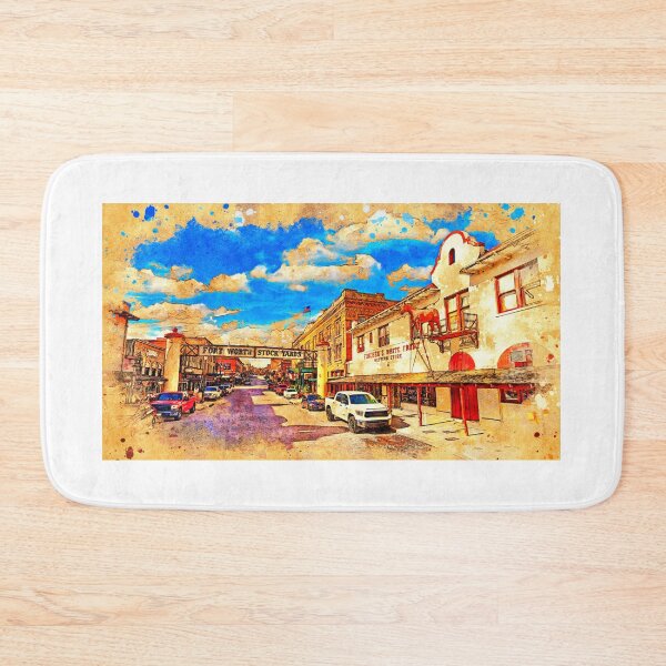 Item preview, Fort Worth Stockyards with Stockyards Hotel and Fincher's White Front - digital painting designed and sold by NickoPrints.