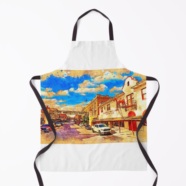 Item preview, Fort Worth Stockyards with Stockyards Hotel and Fincher's White Front - digital painting designed and sold by NickoPrints.