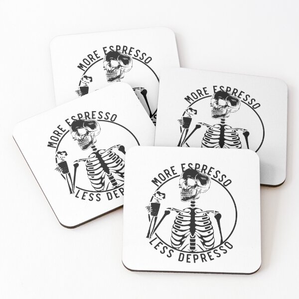 Item preview, More Espresso Less Depresso, Skeleton Coffee, Black designed and sold by anghelapparel.