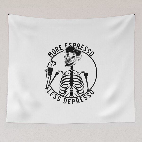 Item preview, More Espresso Less Depresso, Skeleton Coffee, Black designed and sold by anghelapparel.