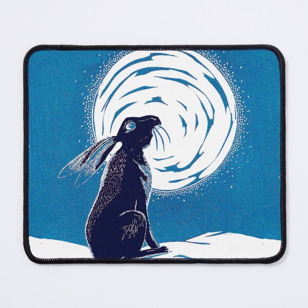 Item preview, Moon Gazing Hare in Winter Linocut in Blues designed and sold by Maddy Bennett.