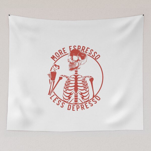 Item preview, More Espresso Less Depresso, Skeleton Coffee, Red designed and sold by anghelapparel.