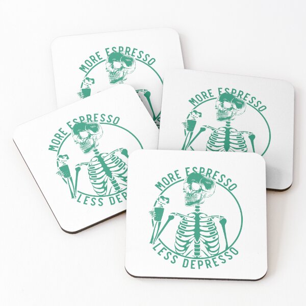 Item preview, More Espresso Less Depresso, Skeleton Coffee, Green designed and sold by anghelapparel.