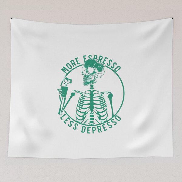 Item preview, More Espresso Less Depresso, Skeleton Coffee, Green designed and sold by anghelapparel.