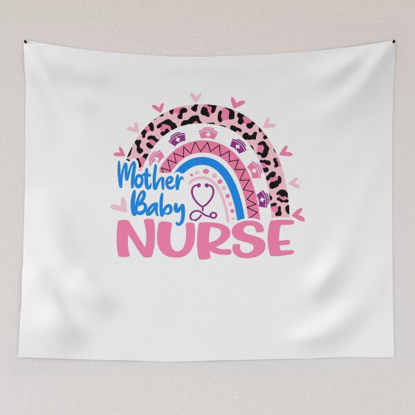 Artikelvorschau, Mutter-Baby-Krankenschwester, Krankenschwester-Tagesleopard-Regenbogen-Weiß entworfen und verkauft von EasyPrintGift.