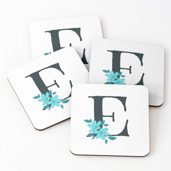 Item preview, Blue floral E monogram designed and sold by Coffee Lifestyle.