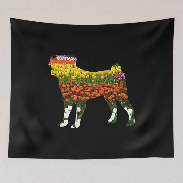 Item preview, Colorful Floral Pug Silhouette designed and sold by Pugstuff.