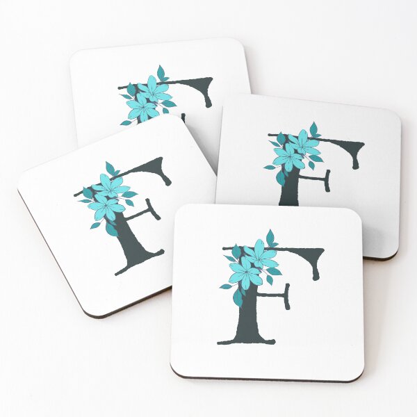 Item preview, Blue floral F monogram designed and sold by Coffee Lifestyle.