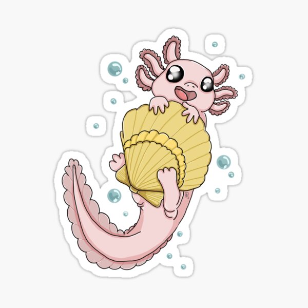 Baby axolotl with shells Sticker