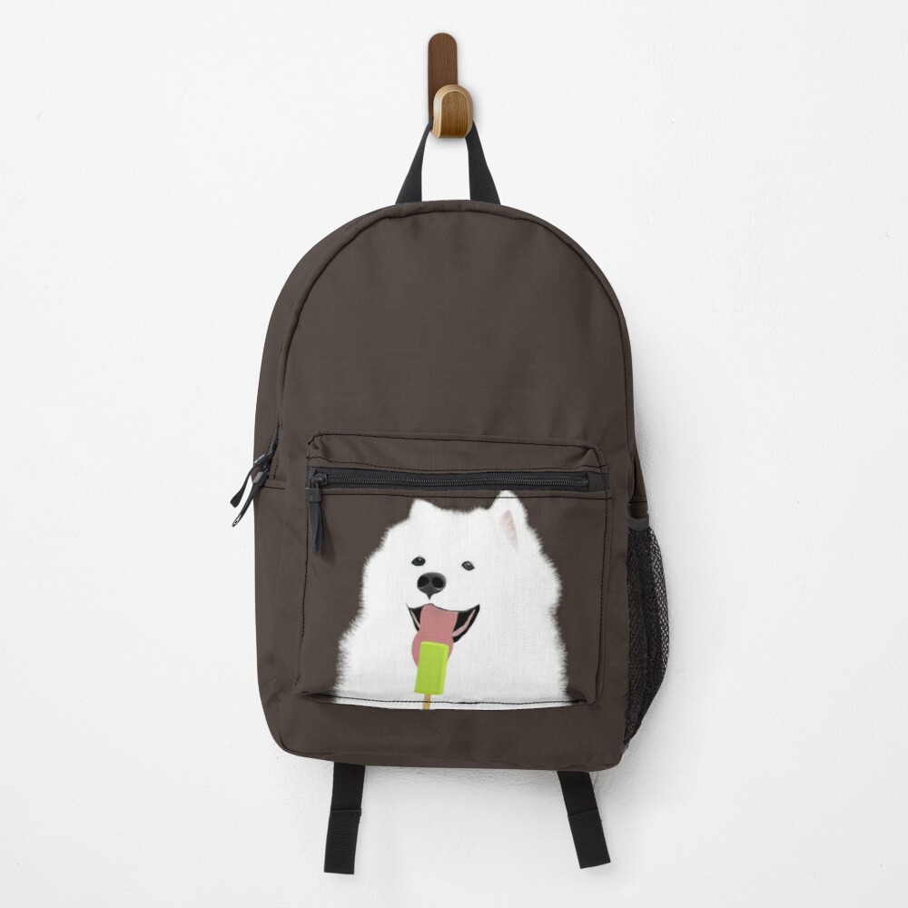 Samoyed dog eating ice cream - colour | Backpack