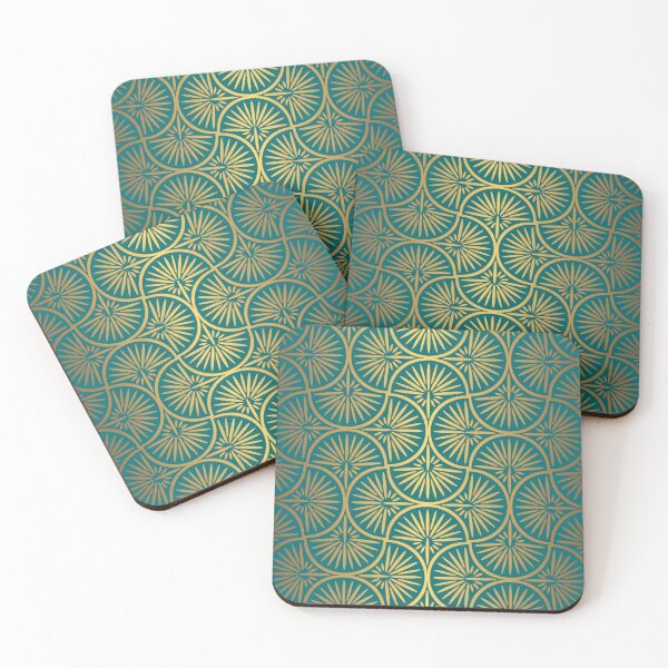Item preview, Golden Minimalist Lines Art Deco On Dark Green Background designed and sold by Vic Torys ☆.