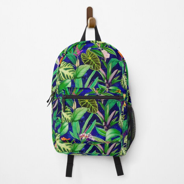 Item preview, Exotic tropical foliage, leaves and flowers tropical pattern, botanical illustration, blue floral illustration designed and sold by ZeinabTaha.