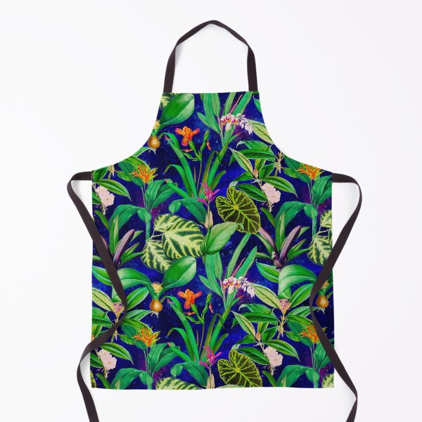 Item preview, Exotic tropical foliage, leaves and flowers tropical pattern, botanical illustration, blue floral illustration designed and sold by ZeinabTaha.