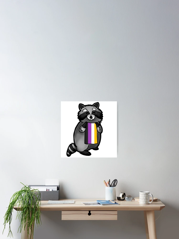 Thumbnail 2 of 3, Poster, Nonbinary Raccoon designed and sold by RaiKaiBubble.