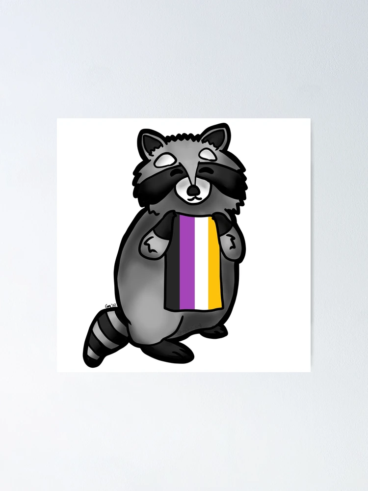 Thumbnail 1 of 3, Poster, Nonbinary Raccoon designed and sold by RaiKaiBubble.