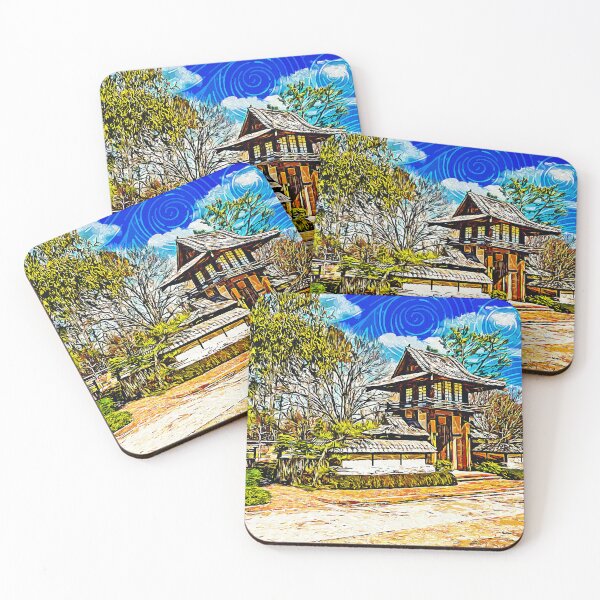 Item preview, The Japanese Gardens of the Fort Worth Botanic Garden - impressionist painting designed and sold by NickoPrints.