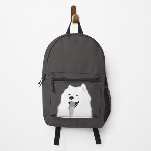 Item preview, Samoyed dog eating ice cream - black and white designed and sold by icomeinpeace2.