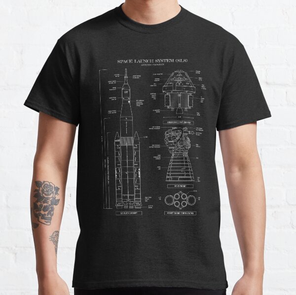 Space Launch System (SLS) (White Stencil - No Background Vertical) Classic T-Shirt