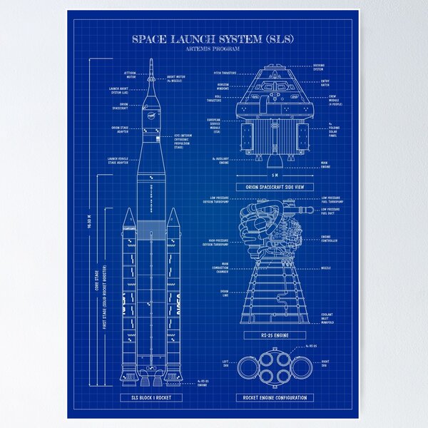 Item preview, Space Launch System (SLS) Artemis Program (Blueprint Vertical) designed and sold by BGALAXY.