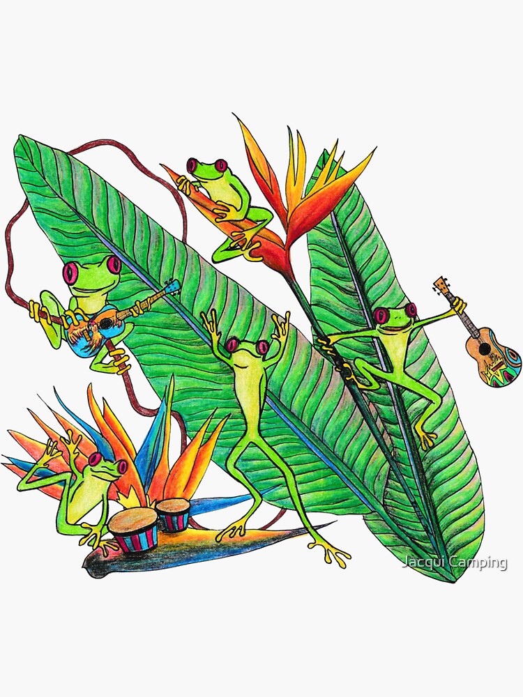"Ukulele treefrog band" Sticker by AuntyJax Redbubble