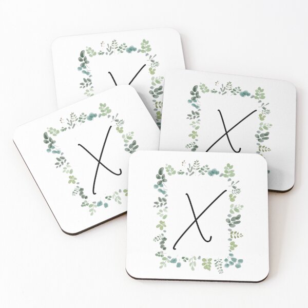 Item preview, Monogram with Green Leaves | Monogram Letter X designed and sold by JustSeasons.