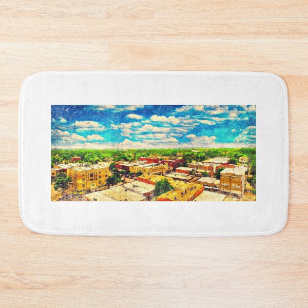Item preview, Aerial of Historic Downtown McKinney, Texas - digital painting designed and sold by NickoPrints.