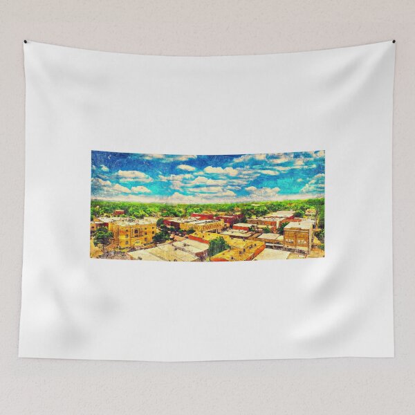 Item preview, Aerial of Historic Downtown McKinney, Texas - digital painting designed and sold by NickoPrints.