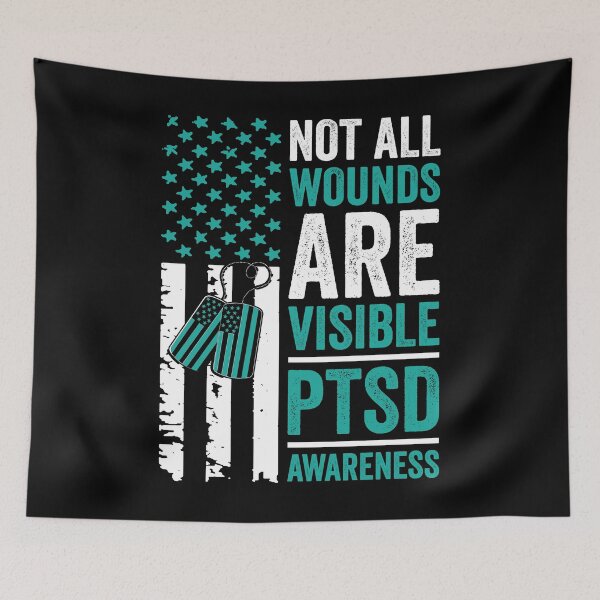 Item preview, Not All Wounds Are Visible PTSD Awareness American Flag Shirt, PTSD Shirt, Mental Health Shirt, PTSD Warrior Shirt, Teal Ribbon Warrior Tee designed and sold by aymob.