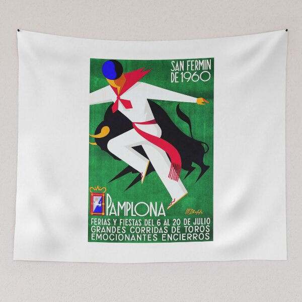 Item preview, 1960 Pamplona Spain Running of the Bulls Poster designed and sold by retrographics.