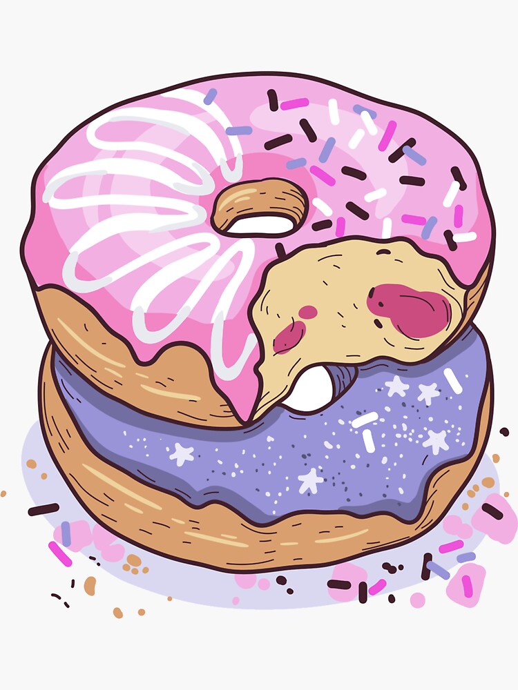 Thumbnail 3 of 3, Sticker, Doughnuts Design by JiggsFashion designed and sold by JiggsFashion.