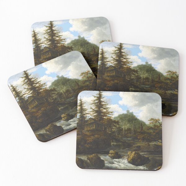 Item preview, Jacob van Ruisdael - a mountainous landscape with a fast-running river passing a cottage, a castle on the hill beyond (1660s) designed and sold by Geraldo Garcia.