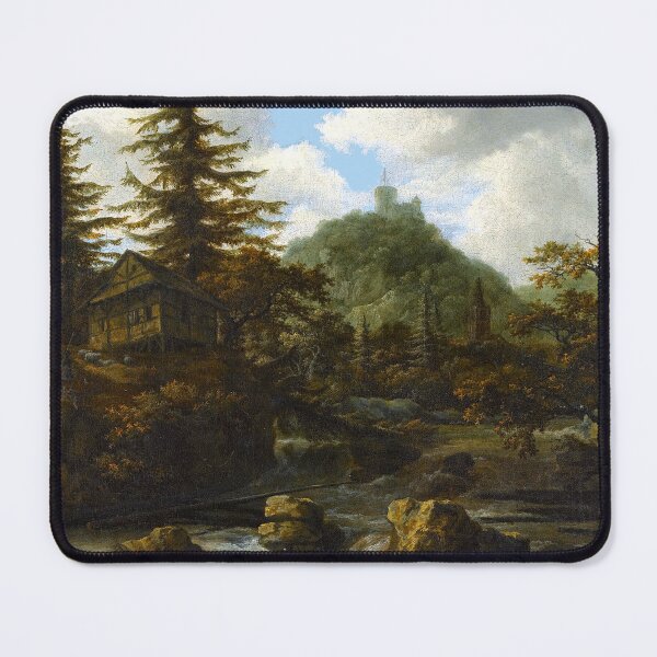 Item preview, Jacob van Ruisdael - a mountainous landscape with a fast-running river passing a cottage, a castle on the hill beyond (1660s) designed and sold by Geraldo Garcia.