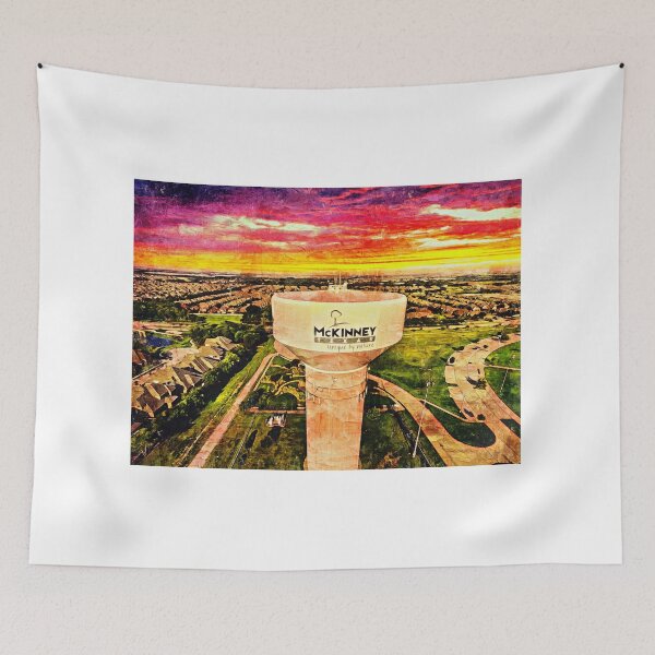 Item preview, Iconic water tower in western McKinney, Texas, at sunset designed and sold by NickoPrints.
