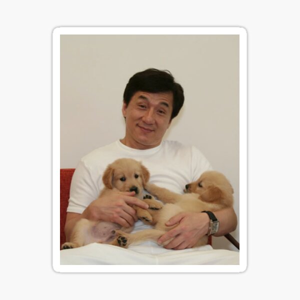 Jackie Chan mit Welpen Sticker