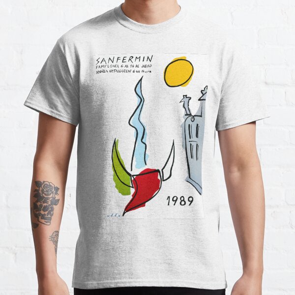 1989 Pamplona España Corriendo el cartel de los toros Camiseta clásica
