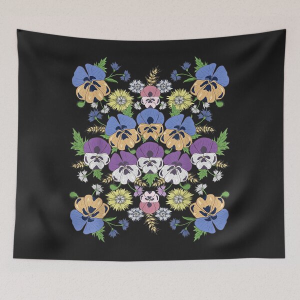 Item preview, Pansies Floral Vintage Gardening Ukrainian Vyshyvanka Style designed and sold by AnitaJGreenspan.