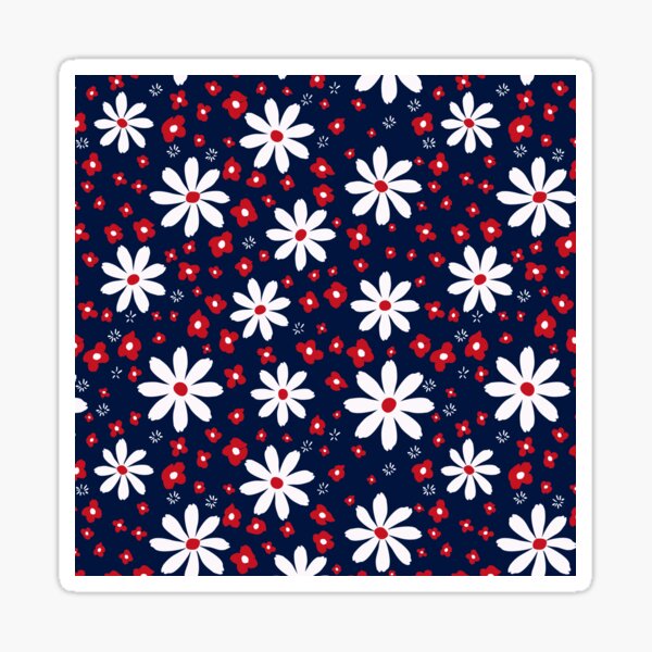 Item preview,  Funky Cosmo Flowers Pattern Blue White and Red designed and sold by Octavia Soldani.