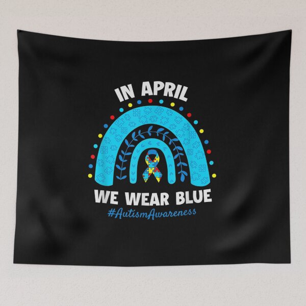 Item preview, Puzzle Rainbow Ribbon In April We Wear Blue Autism Awareness  designed and sold by Donatella10xx.