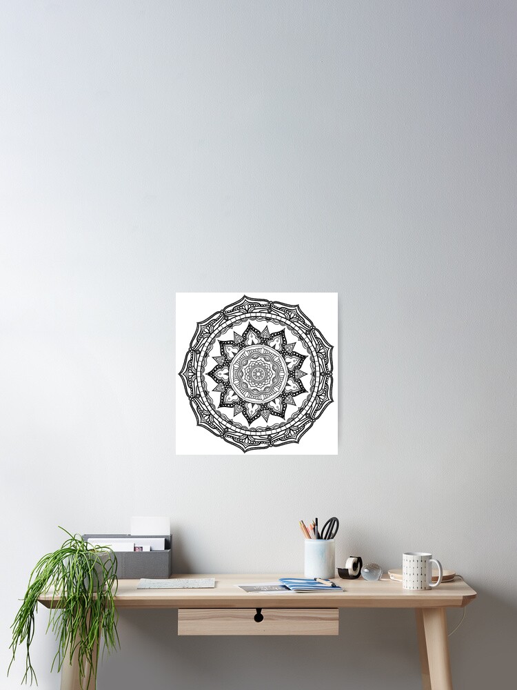 Thumbnail 2 of 3, Poster, Mandala Design #4 designed and sold by RockingJ.
