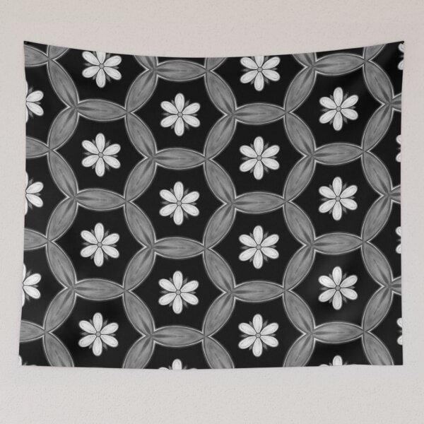 Item preview, Back and white daisy pattern repeating designed and sold by Jacob Thomas.