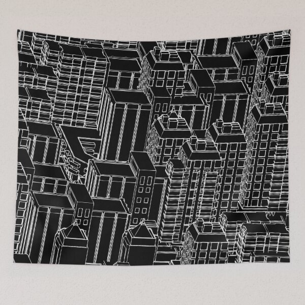 Item preview, Cityscape Cartoon Line Art Black designed and sold by hyproinc.