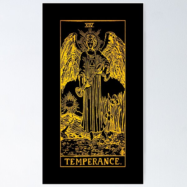 Item preview, Temperance Tarot Card | Gold And Black | Major Arcana Of The RWS Deck | Golden Thread Occult Art designed and sold by ApolloTarot.