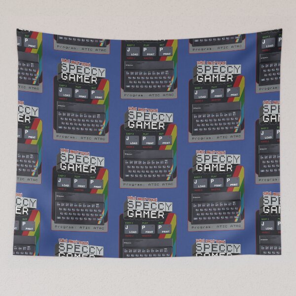 Item preview, Old School Speccy Gamer -  Program: Atic Atac |  Sinclair ZX Spectrum Personal Computer - 80s Retro Game - Rubber Keyboard designed and sold by RetroTeeStudio.