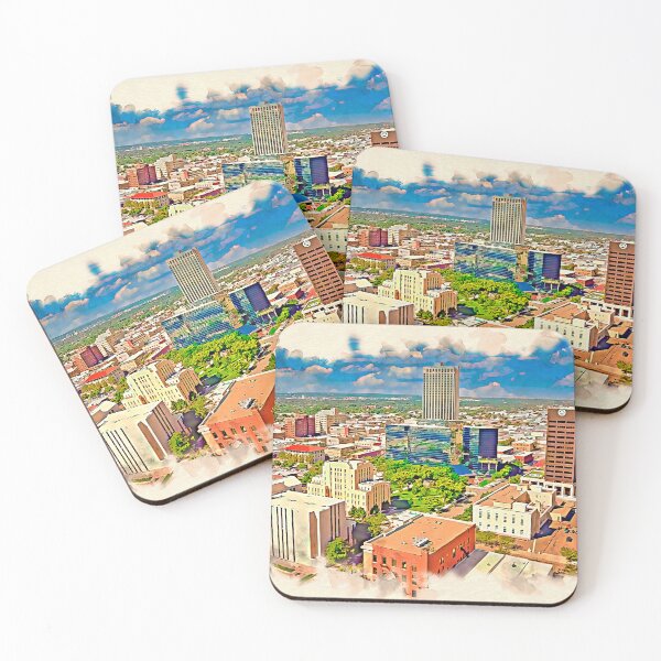 Item preview, Downtown Amarillo skyline - watercolor painting designed and sold by NickoPrints.