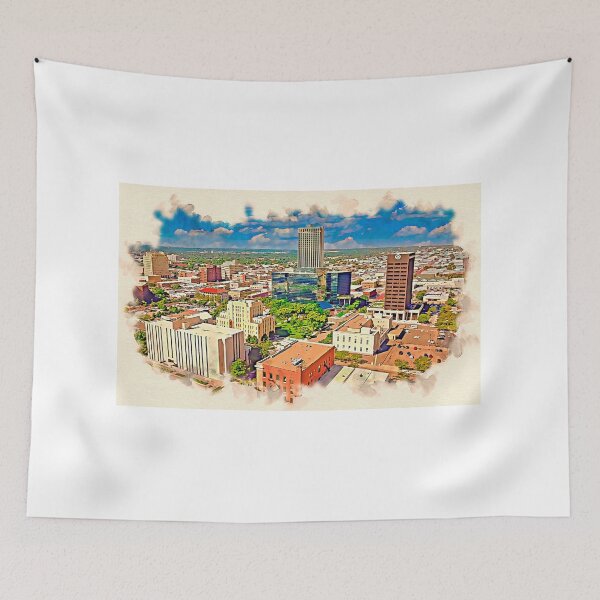Item preview, Downtown Amarillo skyline - watercolor painting designed and sold by NickoPrints.